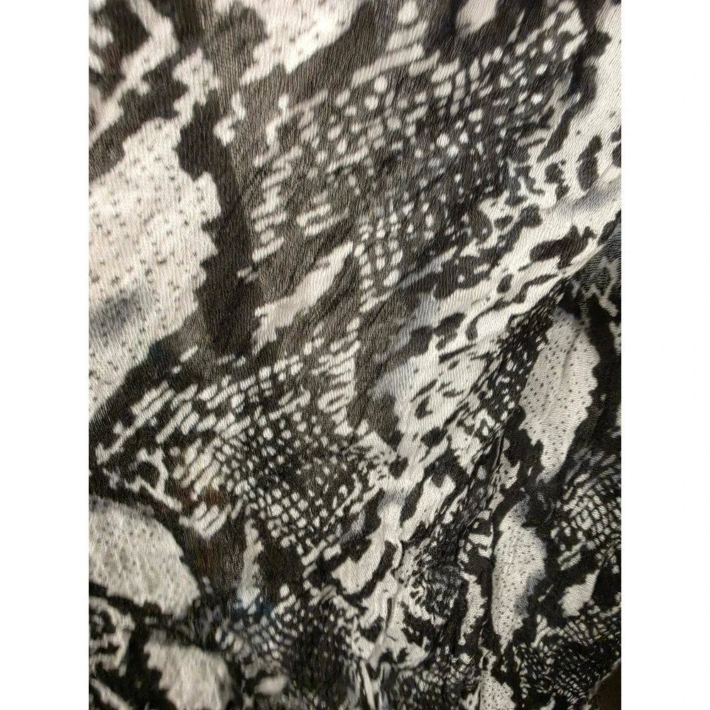 Tasha Snakeskin Infinity Scarf Black White Grey Animal Print Viscose Gauze Loop